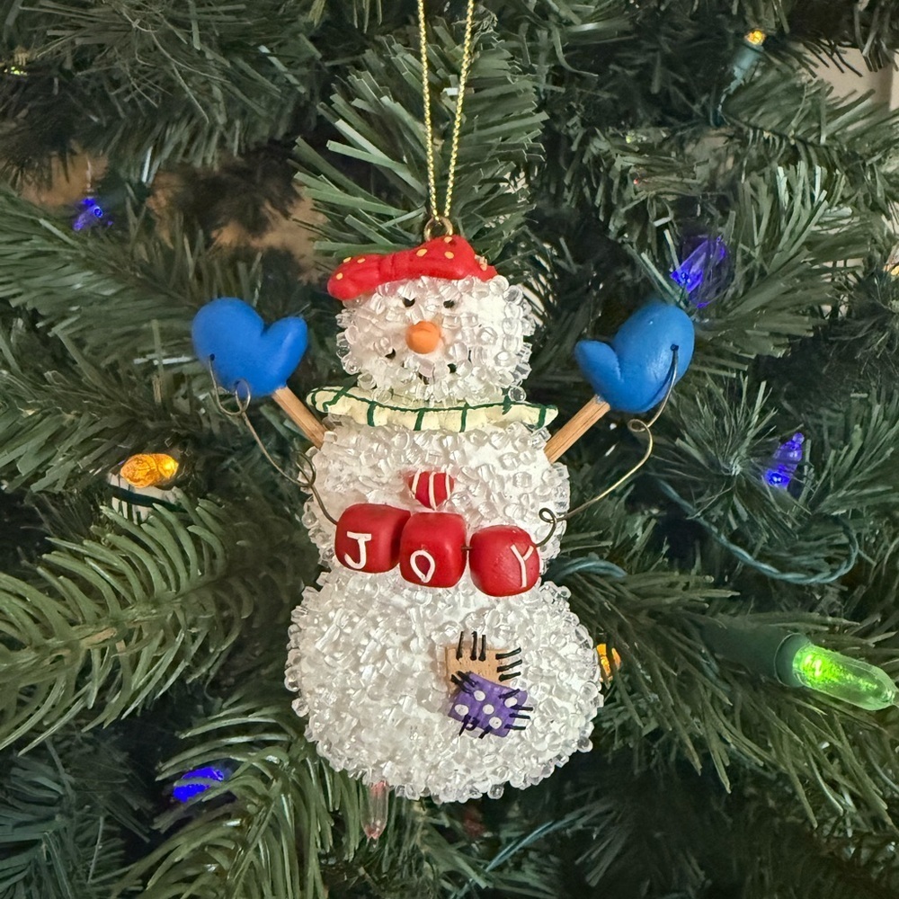 1999 Festive Snowman Joy Christmas Ornament